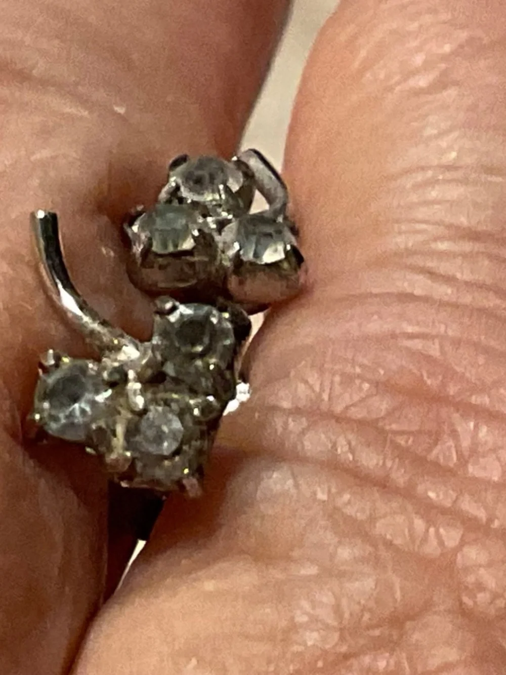 Rhinestone pierced earrings silvertone vintage 1”